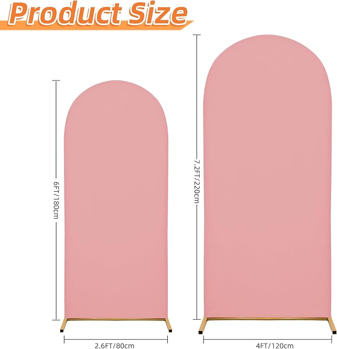 Arch Covers,Arch Backdrop Stand Fitted Cover for Wedding Birthday Party Ceremony Banquet Decoration(7.2FT&6FT,Light Pink,Cover Only)