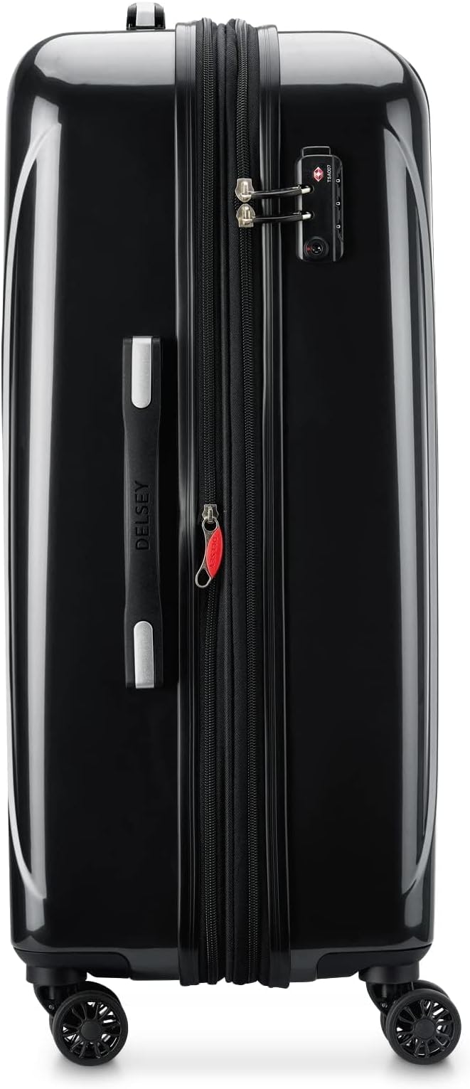 DELSEY PARIS Helium Aero Hardside Expandable Luggage with Spinner Wheels, Black, Checked-Medium 24 Inch