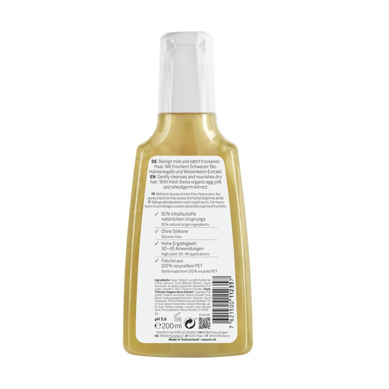 Rausch Egg Oil Nutrient Shampoo 200 ml - For Dry Hair Structure - Scalp Treatment - Soothes & Regulates - German Personal Care