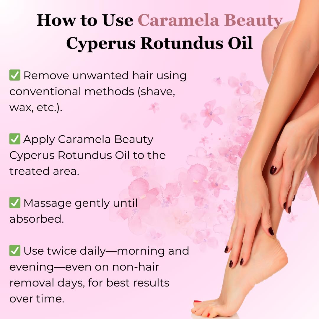 Caramela Beauty Cyperus Rotundus Oil, 60ml After-Shave and Post-Wax Moisturizer, Botanical Body Oil with Jojoba, Rosehip and Sweet Almond Oils for Silky Smooth Skin, All Skin Types