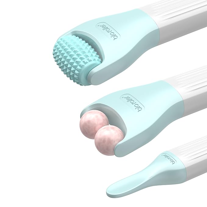 10 In 1 roller kit Face Massager Jade Ice Roller Microneedling Derma Rolling System Facial Cleaning Brush With Travel Case
