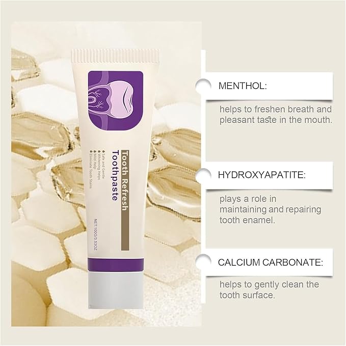 Tooth Refresh Toothpaste, Fresh Breath Whitening Formula, Natural Oral Care with Enamel Repair, Removes Coffee Tea Wine Stains, Deep Cleaning, 3.5 Oz (2 pcs)