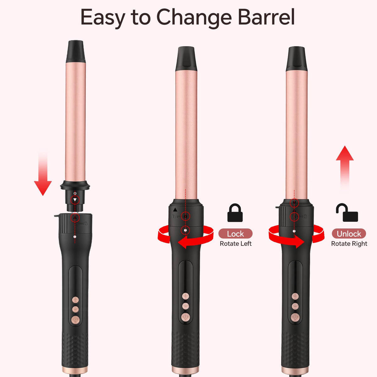 UNOBEY 5 in 1 Curling Wand Set, Three Barrel Curling Iron Set