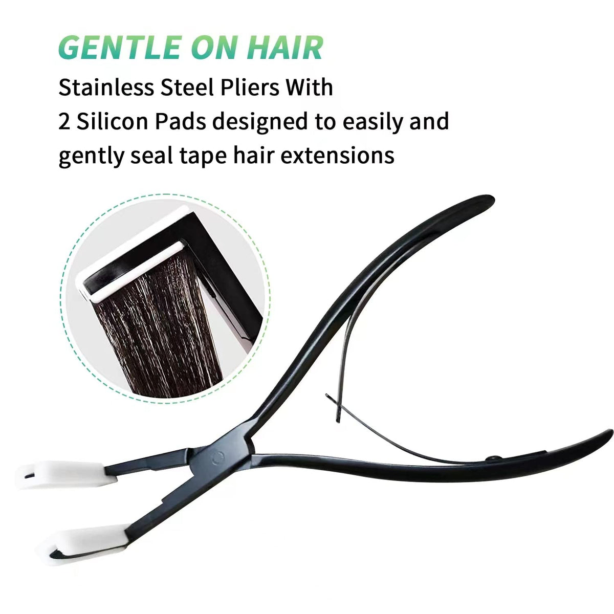 Hair Extensions Tools Kit Tape in Hair Sealing Pliers Tool Kit, Professional Flat Surface Sealing Hair Extension Plier Tools with Double Sided Replacement Adhesive Hair Extension Tape Tabs