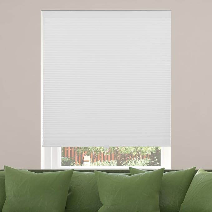 CALYX INTERIORS Blackout Cellular Honeycomb Shade, Cordless, 3/8" Single Cell, 46" W x 48" H, Blackout White