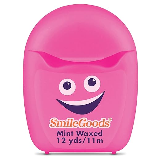 Practicon SmileGoods Cuties Mint Waxed 12 Yard Dental Floss, Mini Sample Size Floss for Giveaways, Travel, Kids, Adults, Patients, Assorted Bright Colors with Display Canister, Bulk 72 Pack