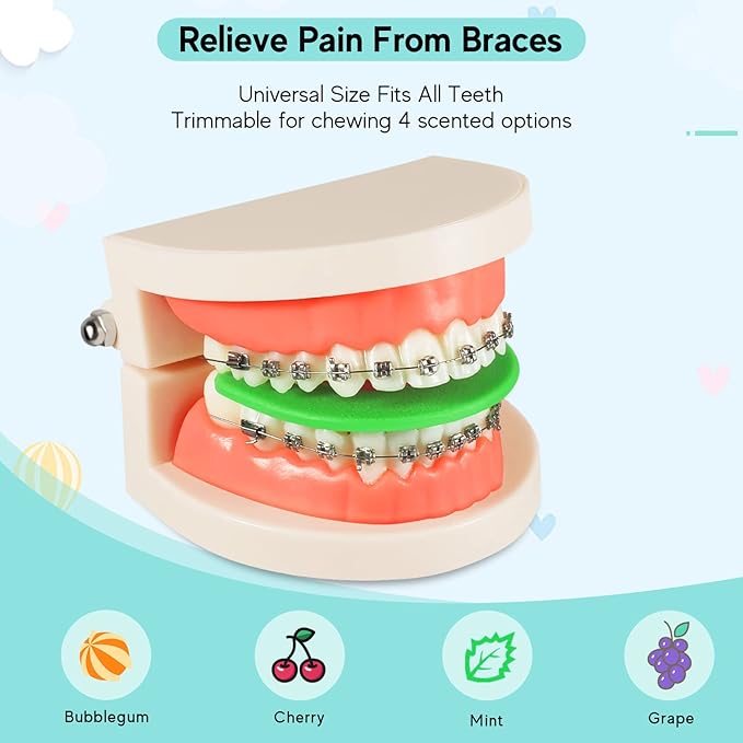 Bite Wafers for Orthodontic Braces - Therapy Wafer Latax Free, Relieve Pain from Braces, Teeth Pain Relief Chewie, Night Mouth Guard Alternative (Mint, 10 Pcs)