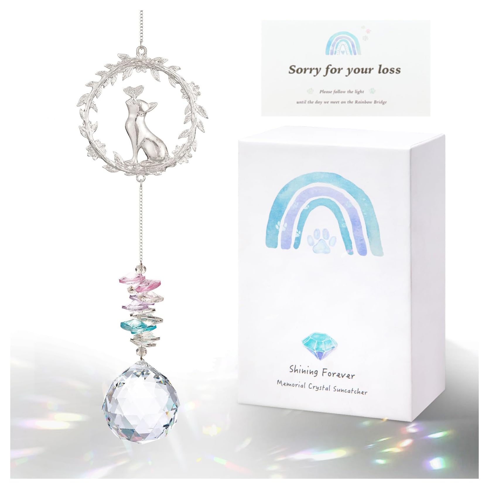 Cat Memorial Gifts for Loss of Cat, Cat Sympathy, Pet Memorial Suncatcher