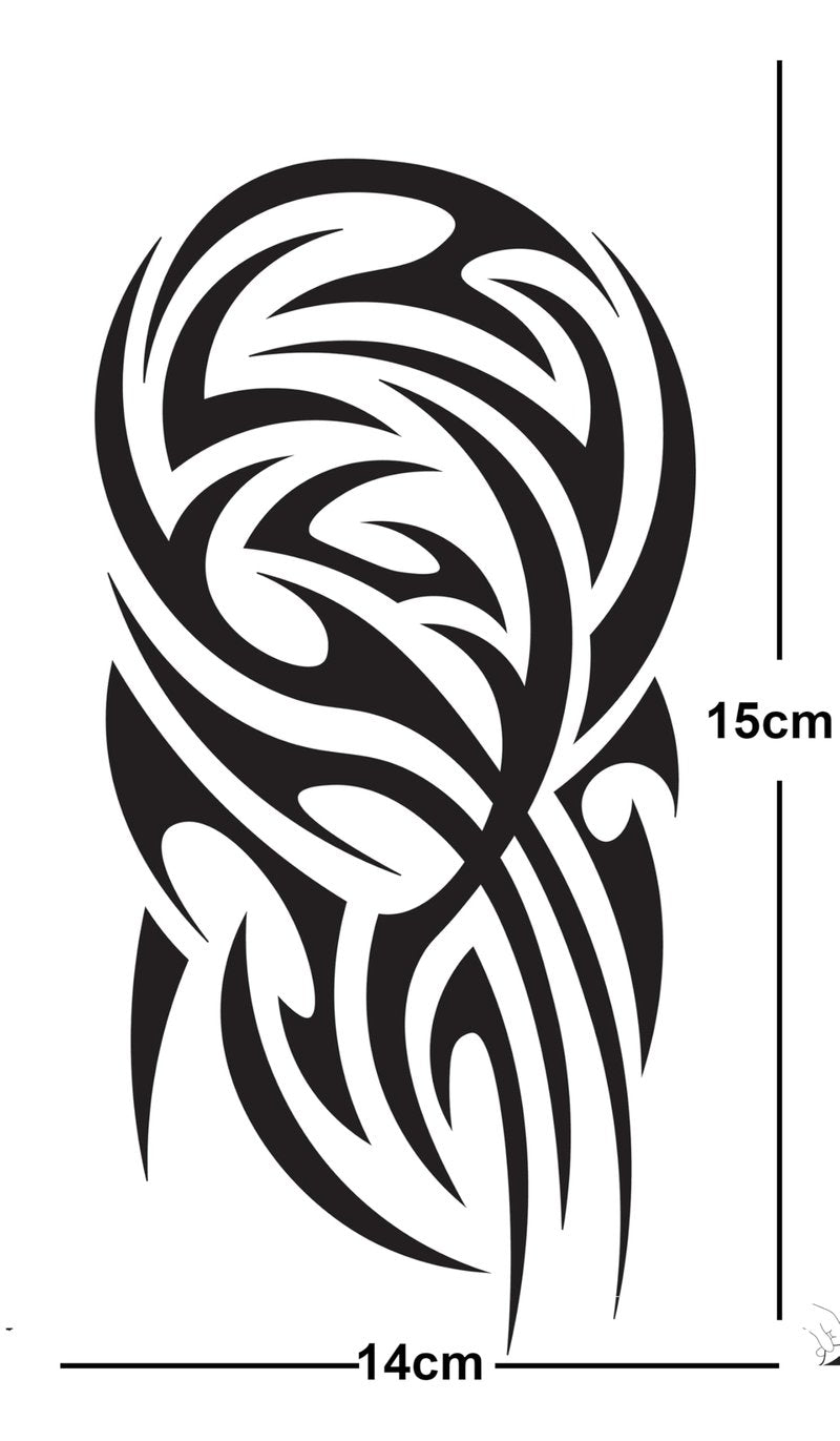 Tatodays 4 Pack Stick on black temporary tattoo maui tribal body art sticker transfer for arms shoulder aztec polynesian samoan hawaiian for adult men and women (4 x all tribal tattoo designs)