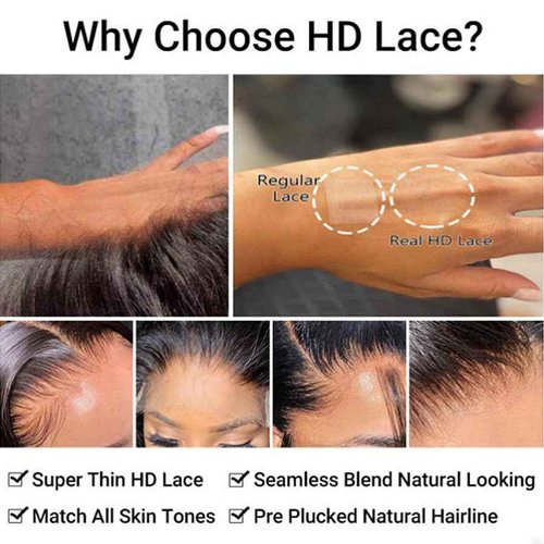 Venice Hair Real HD Lace Closure only 0.10mm Ultra-thin Invisible Crystal HD Lace Pre Plucked with Baby Hair Straight Human Hair Lace Frontal Closure (7x5 HD Straight, 20 Inch)