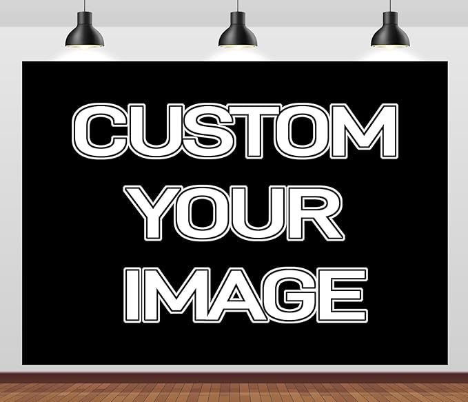 BELECO 8x8ft Fabric Custom Backdrop with Picture Logo Text Customize Your Design Personalized Background Customized Backdrop Banner for Party Decor Birthday Wedding Christmas Photoshoot Home Decor