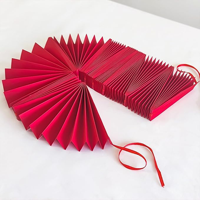 Red Paper Fan Garland - Paper Fan Garland Party Decorations - Perfect for Birthday Parties, Holiday Decorations, Family Gatherings, Weddings and More (Red)