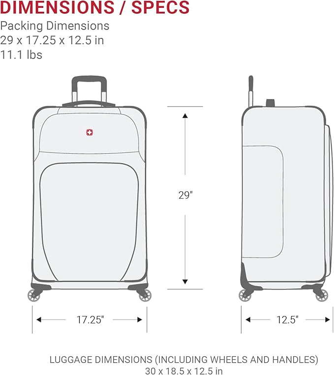 SWISSGEAR Sion Softside Expandable Spinner Luggage Durable Lightweight Travel Suitcase, Burgundy, Checked-Large 29-Inch