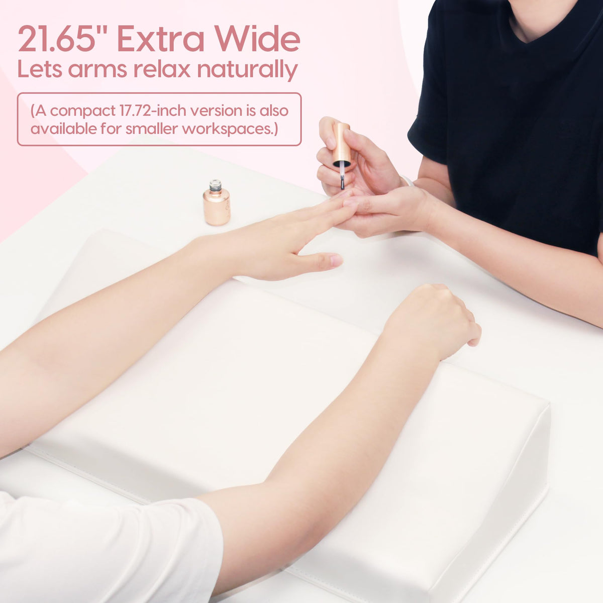 Delanie Nail Tech Arm Rest with Elbow Support - 21.65" Wide Soft Cushion Comfortable Ergonomic Manicure Hand Rest Pillow for Manicurist, Nail Desk Salon Supplies, Standard 21.65" Version