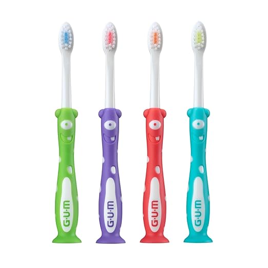 GUM Monsterz Children and Toddler Toothbrush, Soft Bristled Kids’ Toothbrush with Suction Cup, for Ages 2+, 2 Count(Pack of 6)