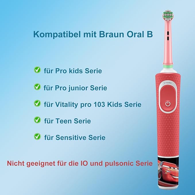 Kids Replacement Heads Compatible with Braun Oral B Electric Toothbrush, Extra Soft Replacement Toothbrush Heads for Gentle Care, Kids Toothbrush Heads are for Ages 3+ and 6-12, 8 Count