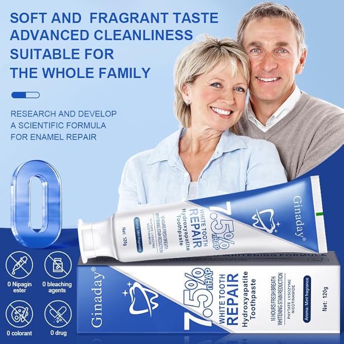 2 Pcs Hydroxyapatite Toothpaste, 7.5% Hydroxyapatite Toothpaste for Advanced Enamel Protection and Tooth Strengthening.