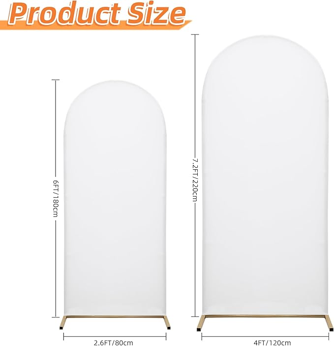 7.2FT Arch Covers,Arch Backdrop Stand Fitted Cover for Wedding Birthday Party Ceremony Banquet Decoration,(White,Cover Only)