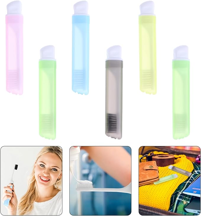 6Pcs Foldable Travel Toothbrush Set with Soft Bristles Portable Pocket Toothbrush for Camping and Personal Oral Care Random Color Random Color