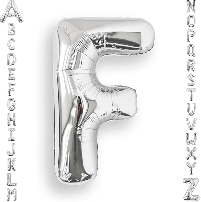 AULE 40 Inch Big Letter Balloon Silver F Large Foil Helium Alphabet Balloons A-Z for Birthday Anniversary Graduation New Year Party Decoration Supplies