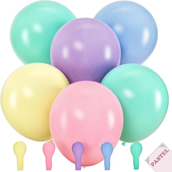 25 Extra Large Pastel Balloons for Parties – 18 Inch Giant Jumbo Bulk Pack – Big Assorted Blue, Purple, Yellow, Green and Pastel Pink for Unicorn, Easter, Matte, or Macaron Party