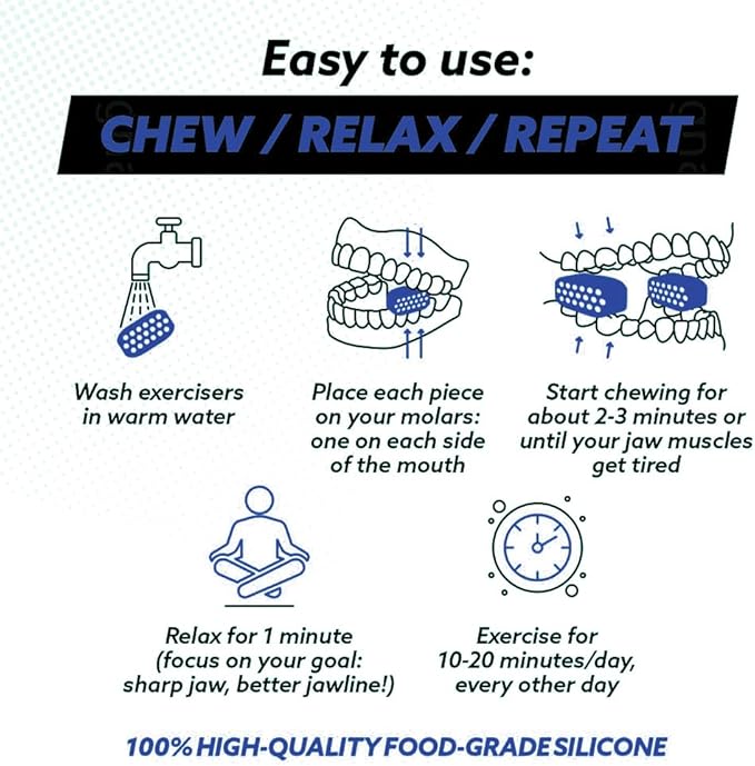 Jawline Exerciser for Man and Woman 3 Resistance Levels (6 pcs) BPA Free Silicone Jaw Exerciser Gum Tablets Jaw Trainer & Jaw Exerciser Shaper for Beginner, Intermediate & Advanced Users