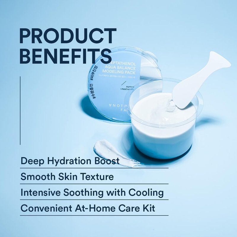 ANOTHERFACE PEPTATHENOL™ Aqua Balance Modeling Pack, Deep Hydrating & Cooling Jelly Mask, Intensive Calming & Soothing, Smooth Skin Texture, Home Spa Kit, Korean Skin Care, 4 cups in 1 Pack, Vegan