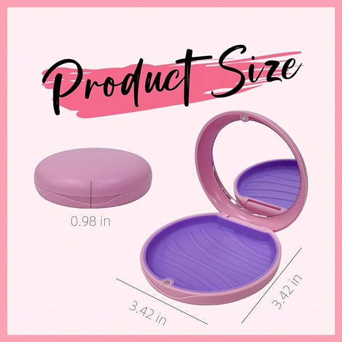 2 Pack Aligner Case with Mirror,Convenient Retainer Case for Invisalign Aligners, Night Guards, and Mouth Guards(1PC Pink Purple+1PC Purple Green)