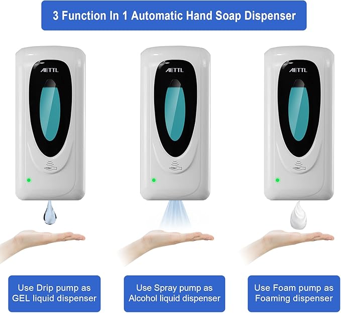 Touchless Automatic Foaming Hand Soap Dispenser Wall Mount, Motion Sensor Foam Liquid Refill Bottle Sanitizer Dispensing for Bathroom Kitchen Home Farmhouse Station 1306-s