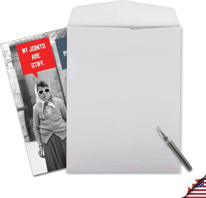 NobleWorks - 1 Jumbo Funny Birthday Greeting Card for Women w/Envelope (Large 8.5 x 11 Inch) - Large Old Ladies Vintage for Her, Personalized Adult Humor Bday Stationery - Stiff Joints J5680BDG