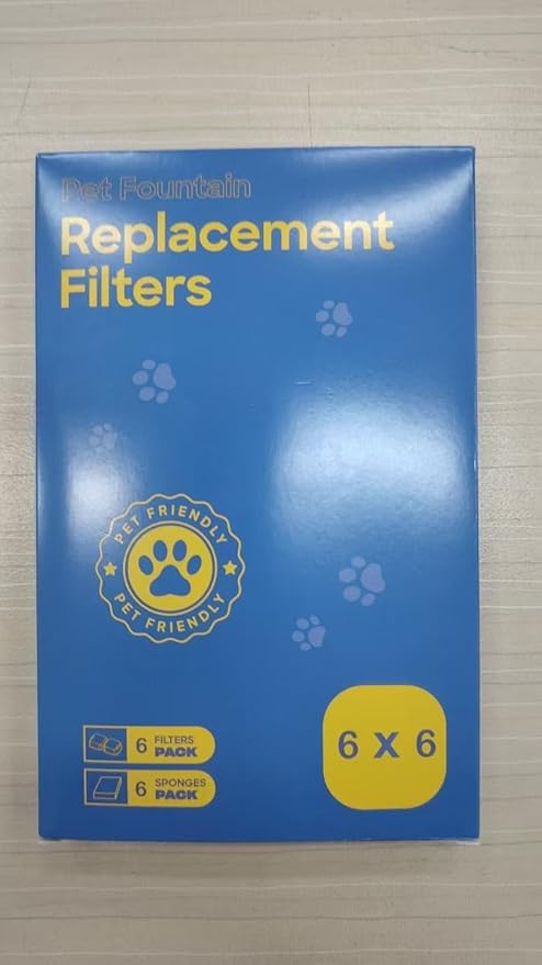 Cat Water Fountain Filter: 12 Cat Fountain Filter Replacement - 6 Carbon Filters & 6 Foam Filters - Suitable for IHOUONE Stainless Steel pet Fountains