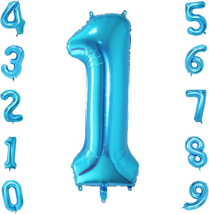 40 Inch Blue Number Balloons, Helium Mylar Foil Number Balloons for Birthdays, Number 1 Balloon for Party Wedding Bachelorette Birthday Bridal Shower Graduation Anniversary Celebration Party