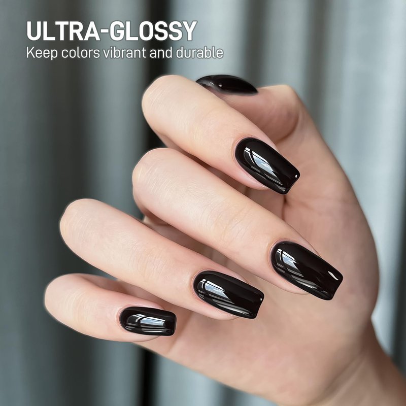 GAOY Glossy Gel Top Coat and Base Coat Set, 2 Pcs 16ml Glassy Top Coat and No Wipe Foundation Combination for UV Light Cure Gel Nail Polish