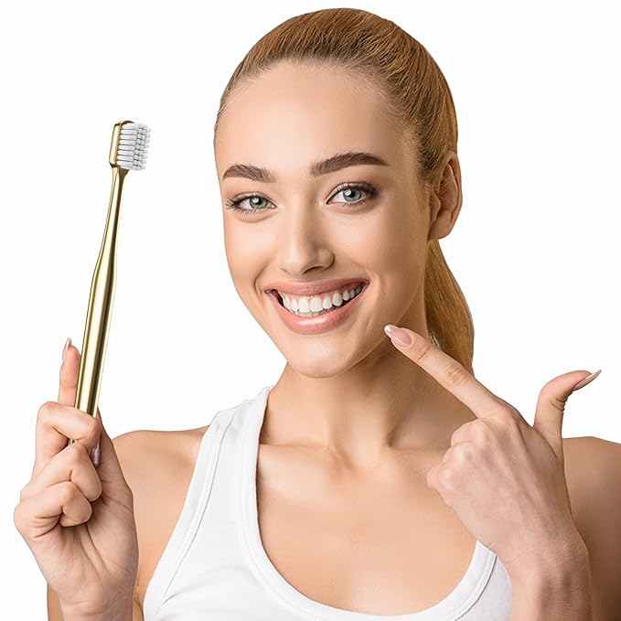 Z-VAPRESS Gold Color Toothbrush Soft Bristles Fancy Toothbrush Home Hospitality Travel Toothbrushes Luxury Gold Color Manual Toothbrushes