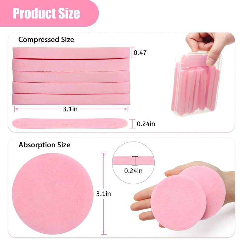 360+1 Count Compressed Facial Sponges, Luxiv Round Face Sponge Professional Compressed Makeup Removal Sponges for Estheticians Wash Face Sponge Compress Exfoliating Spa Pads with Portable Case (Pink)