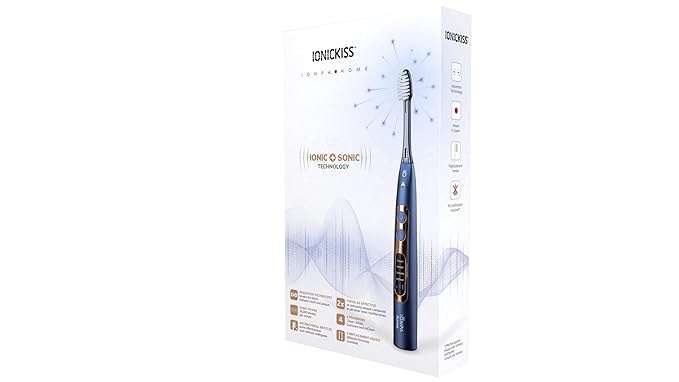 IONIC KISS IONPA DP Navy Blue Premium USB Rechargeable Ionic Power Electric Toothbrush, Brushing Timer, 4 Modes, 2 Soft Extended Filament Brush Heads Made in Japan, You hyG DP-111NB