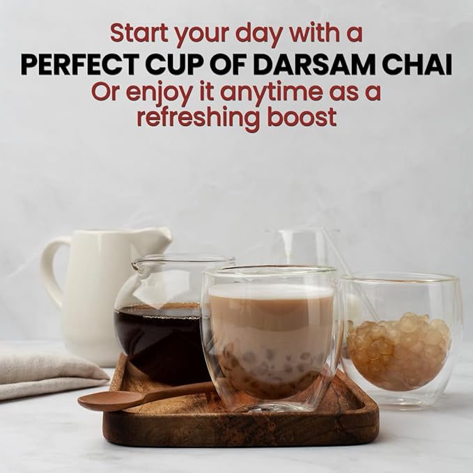 Darsam Masala Chai - 8.8oz (250g) | Premium Assam Black Tea with Cardamom, Cinnamon, Cloves, Ginger & Black Pepper | Freshness Locked in Airtight PET Jar | Non-GMO & Gluten-Free