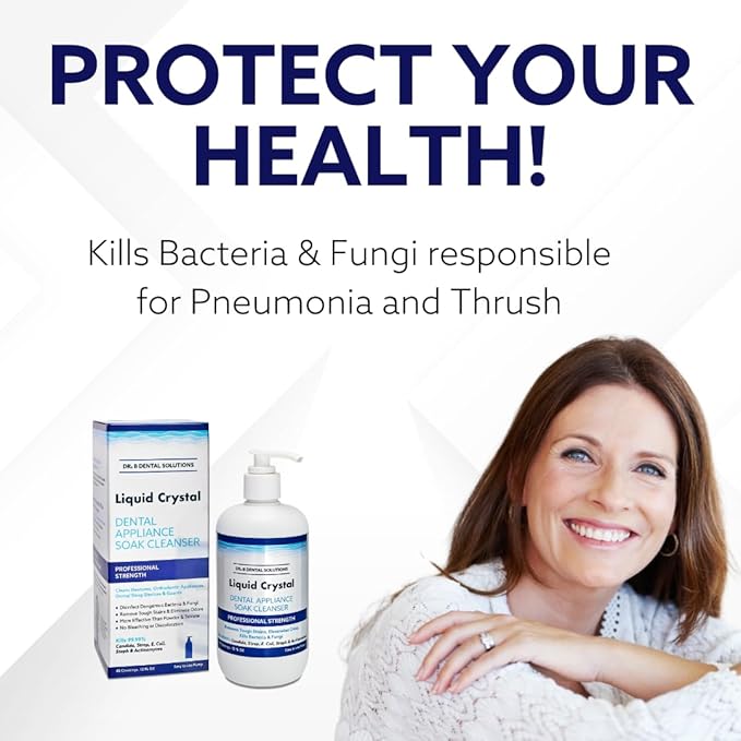 Dr. B Dental Solutions Liquid Crystal Soak Cleanser for Oral Appliances, Dentures, Night Guards, Aligners, & Other Devices