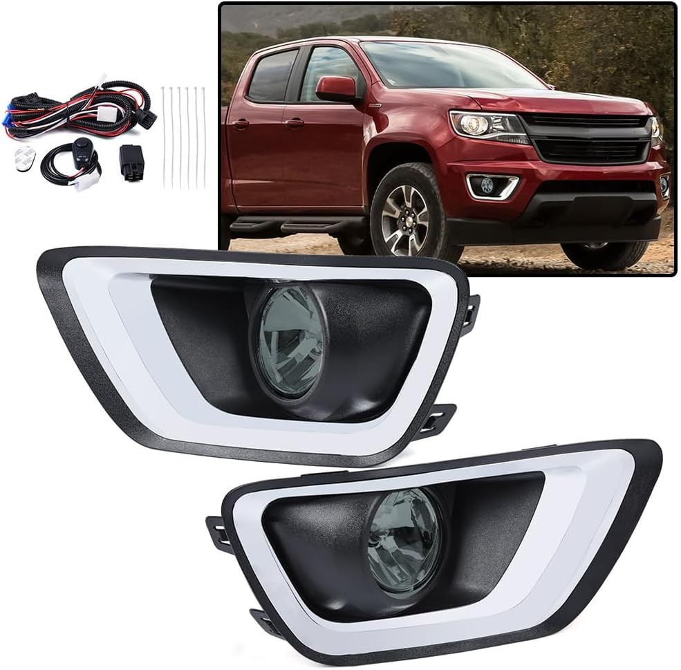 ALLGOOD Fog Lights w/Bulbs, Compatible with Chevy Colorado 2015-2019, Front Bumper Driving Fog Lamps w/Bracket+Switch, Smoky Len