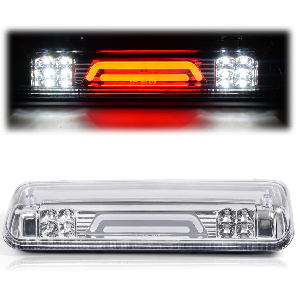 G-PLUS Rear LED Third Brake Light Compatible With 2004-2008 Ford F150 3RD Cargo Led Tail Lamps (Clear lens Chrome Housing)