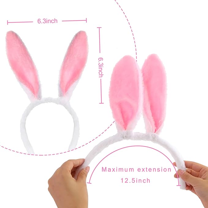 LovesTown Bunny Ears Headbands, 4 PCS Rabbit Ear Hairbands for Easter Party Masquerade Animal Theme Party