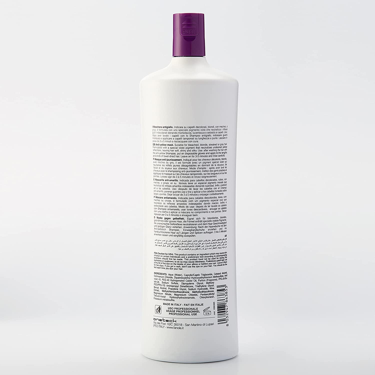 Fanola No Yellow Purple Hair Mask - Acidic pH Deep Conditioning Hair Mask for Blonde, Bleached & Grey Shades - Intense Violet Pigment Neutralizes Brassy Tones (33.8 Fl oz)