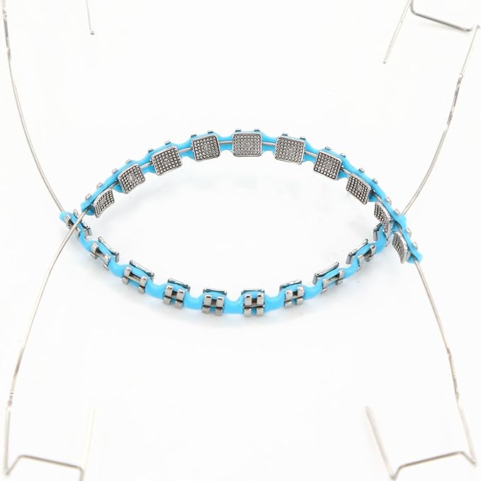 4 Pair of Temporary Tooth Decoration, Teeth Retainer Practical Brackets para Dientes Sturdy Retenedores de Dientes Ortodoncia Props for Dental Students to Practice (Blue)