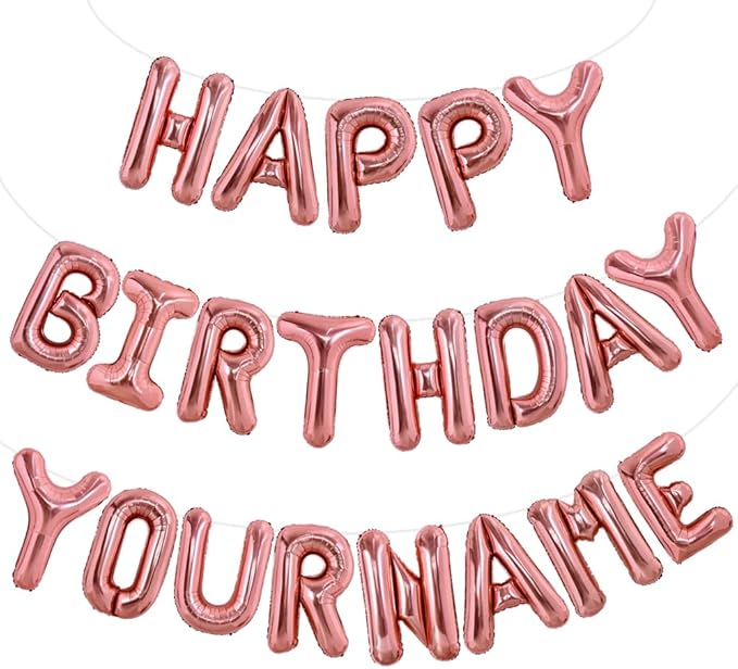 TONIFUL 65 Pcs 16 Inch Rose Gold Happy Birthday Balloons and 2 Sets A-Z Foil Letters Balloons DIY Personalized Phrase Banner for Birthday Celebration Halloween Thanksgiving Christmas Party Decor