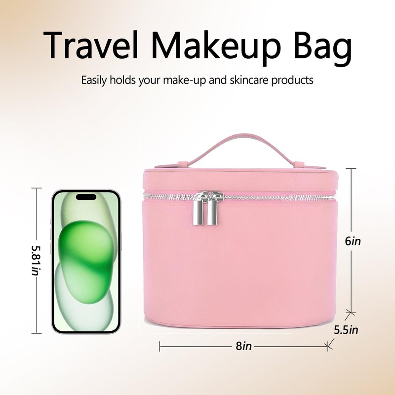 OTozuo Upgrade Makeup Bag Travel Toiletry Bag Portable Cosmetic Makeup Organizer Bag Detachable Compartments (Brown-retro vibes style)