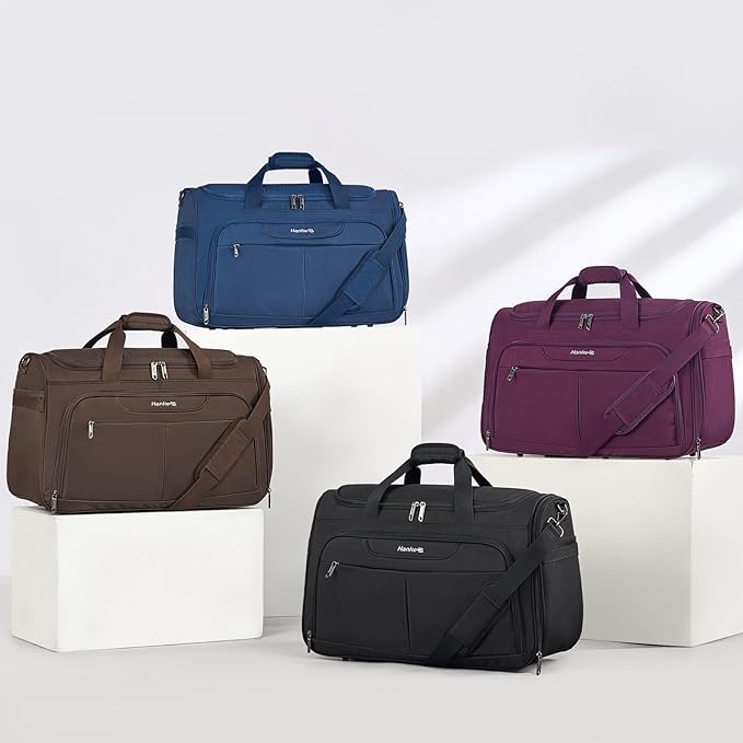 Hanke Carry On luggage Bags for Travel, Large Foldable Duffle Bag for Travel, Softside Lightweight Travel Bag Carry On Bags for Airplanes Women, Travel Tote Bags for Women Men.（Black）