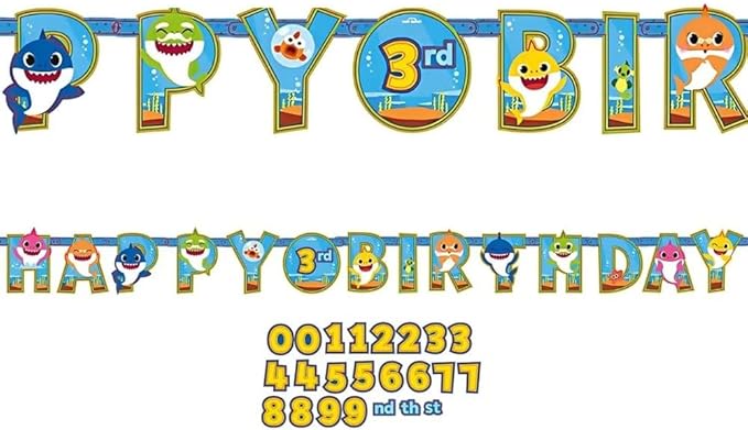 Baby Shark Happy Birthday Jumbo Add An Age Banner - 10.5' x 10" (Pack Of 1) - Multicolor Party Decoration - Great For Themed Parties & Events