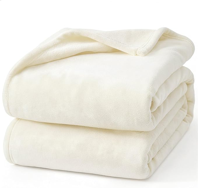 Hansleep Fleece Blanket for Couch Beige, Super Soft Flannel Fuzzy Plush Cozy Blanket for All Seasons, Beige, Throw 50x60 Inches