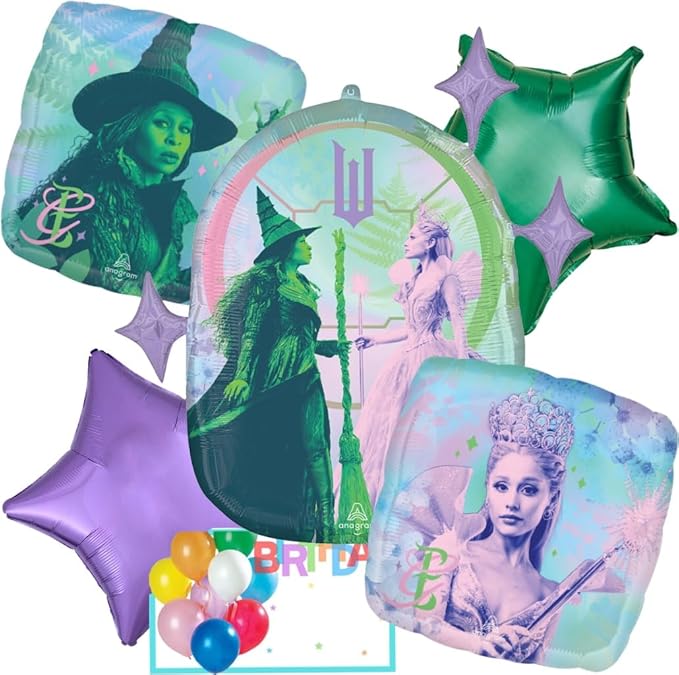 Wicked Officially Licensed For Good Birthday Party Supplies Balloon Bouquet Decorations, Multicolored, Party Accessory