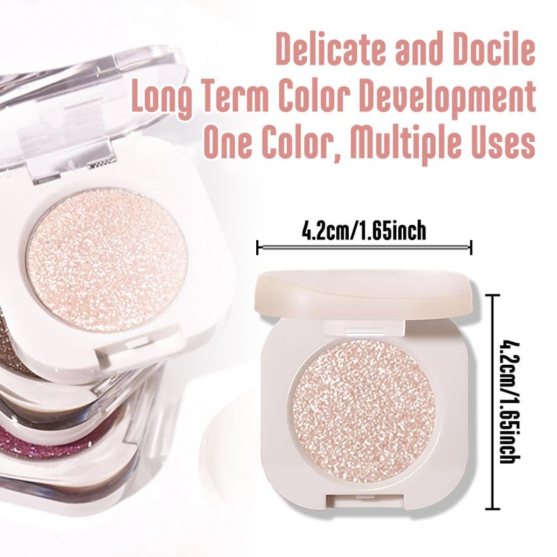 FeiCuiYun Glitter Shimmer Sparkle Eye Shadow Palette Makeup for Older Women, Pearl White Silver Glitter Shimmer Metallic Holographic Iridescent Cream Iridescent Single Monochrome Eyeshadow Makeup, 11